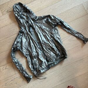 Shiny metallic silver theory jacket P
